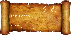 Irk Lajos névjegykártya